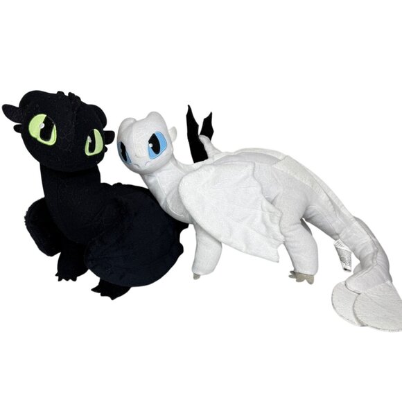 DreamWorks How to Train Your Dragon Toothless & Light Fury Large Plush Dragons - Picture 1 of 6
